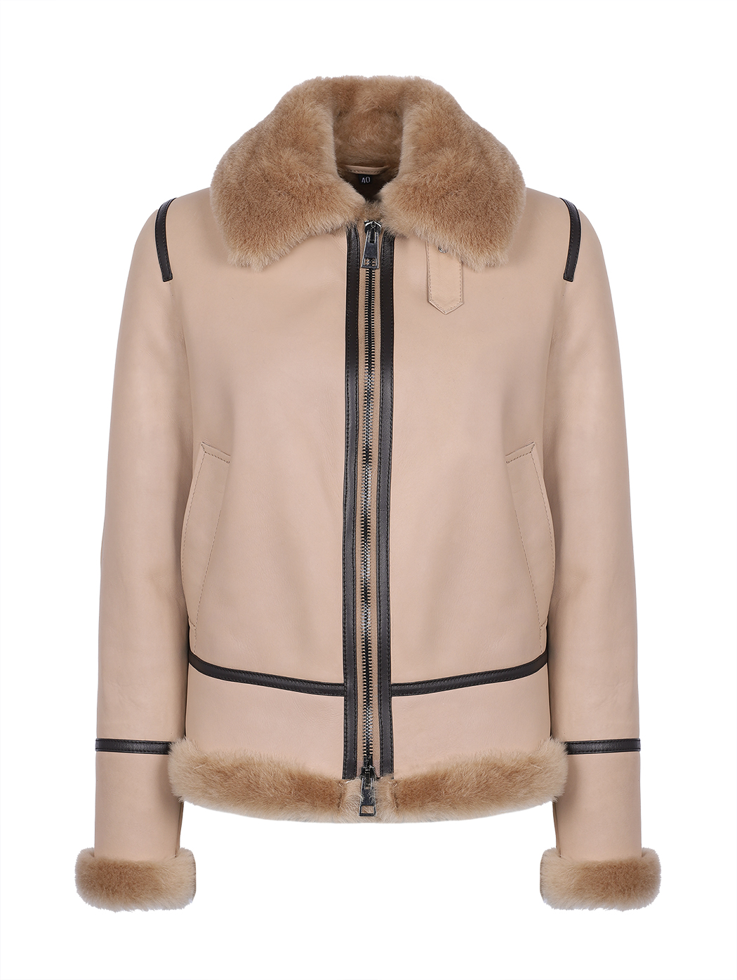 Classic Shearling Bomber Jacket Beige