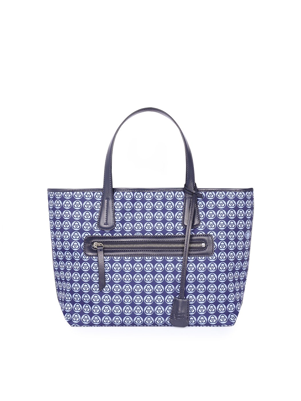 Легкая сумка-шоппер с карманом темно-синего цвета