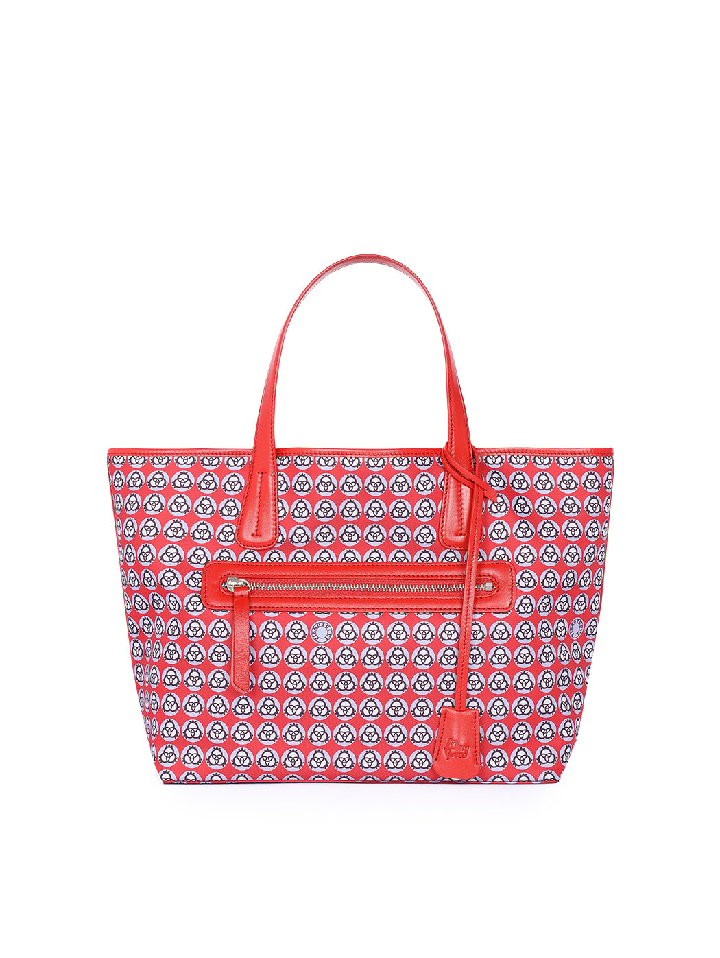 Легкая сумка-шоппер с карманом красного цвета