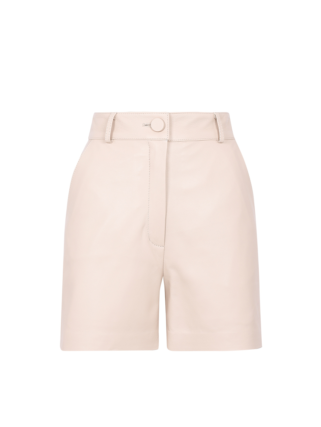 High-waisted leather shorts Beige
