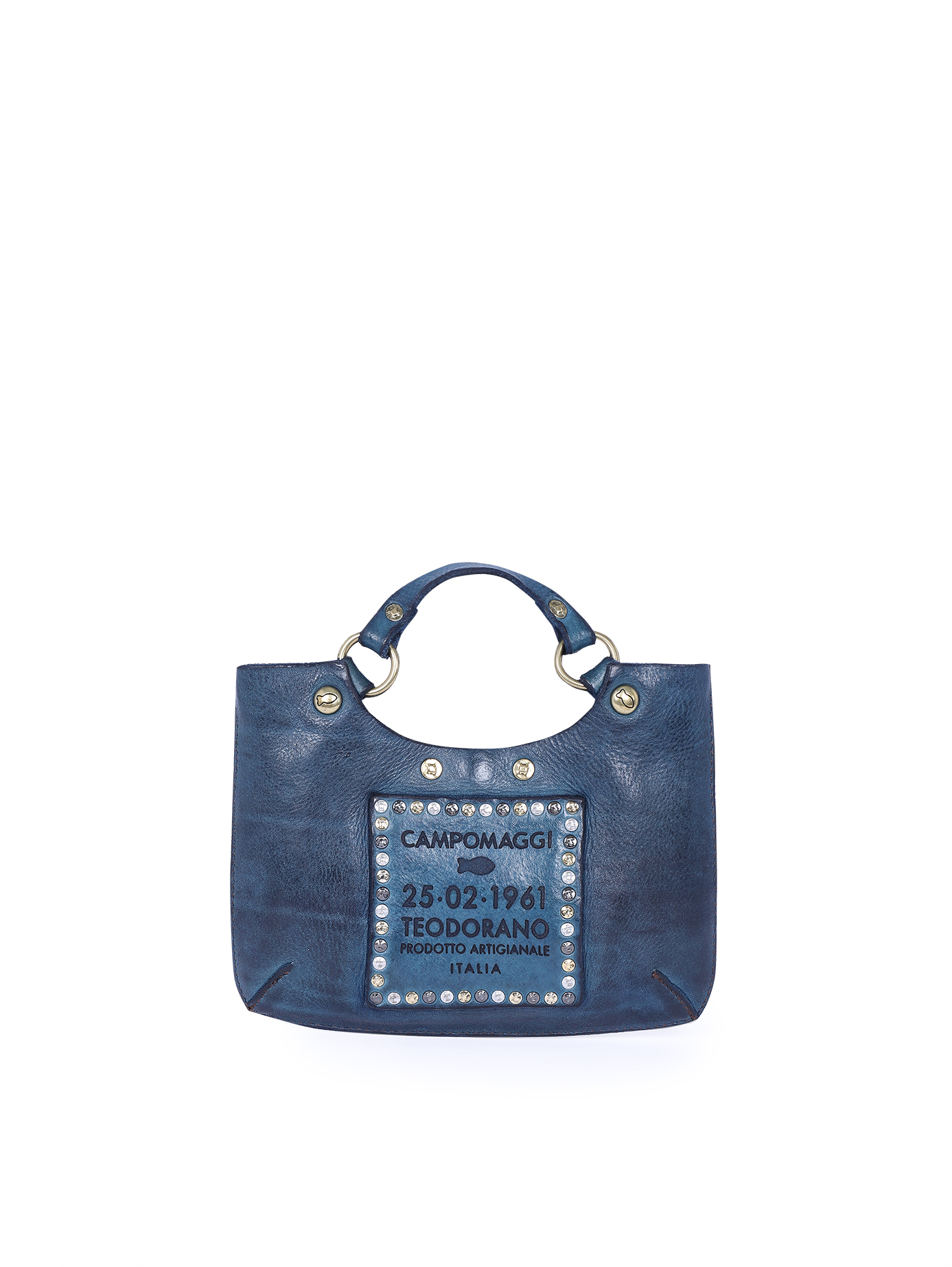 Мини - сумочка со съемным плечевым ремнем синего цвета