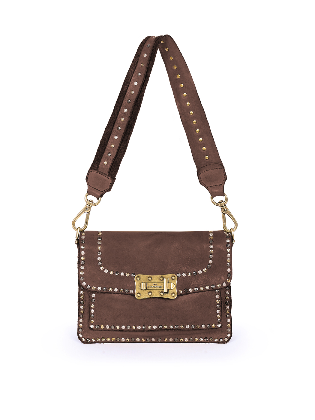 Мини - сумочка со съемным плечевым ремнем темно - коричневого цвета