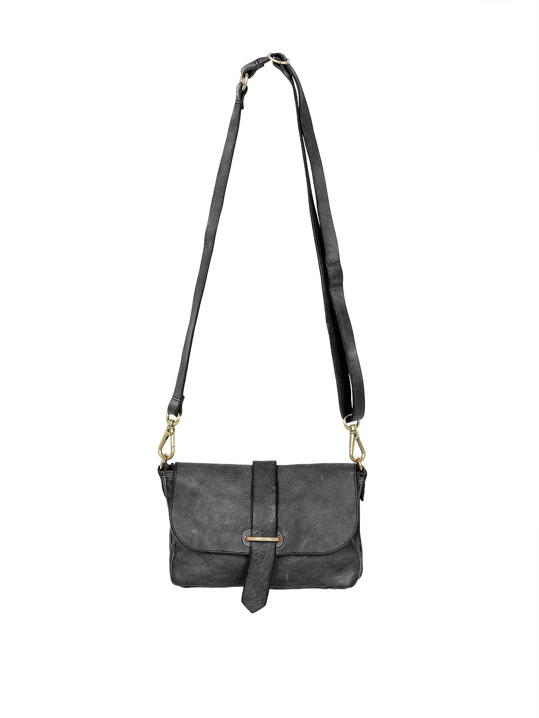 Mini Messenger Crossbody Dyed Leather Black
