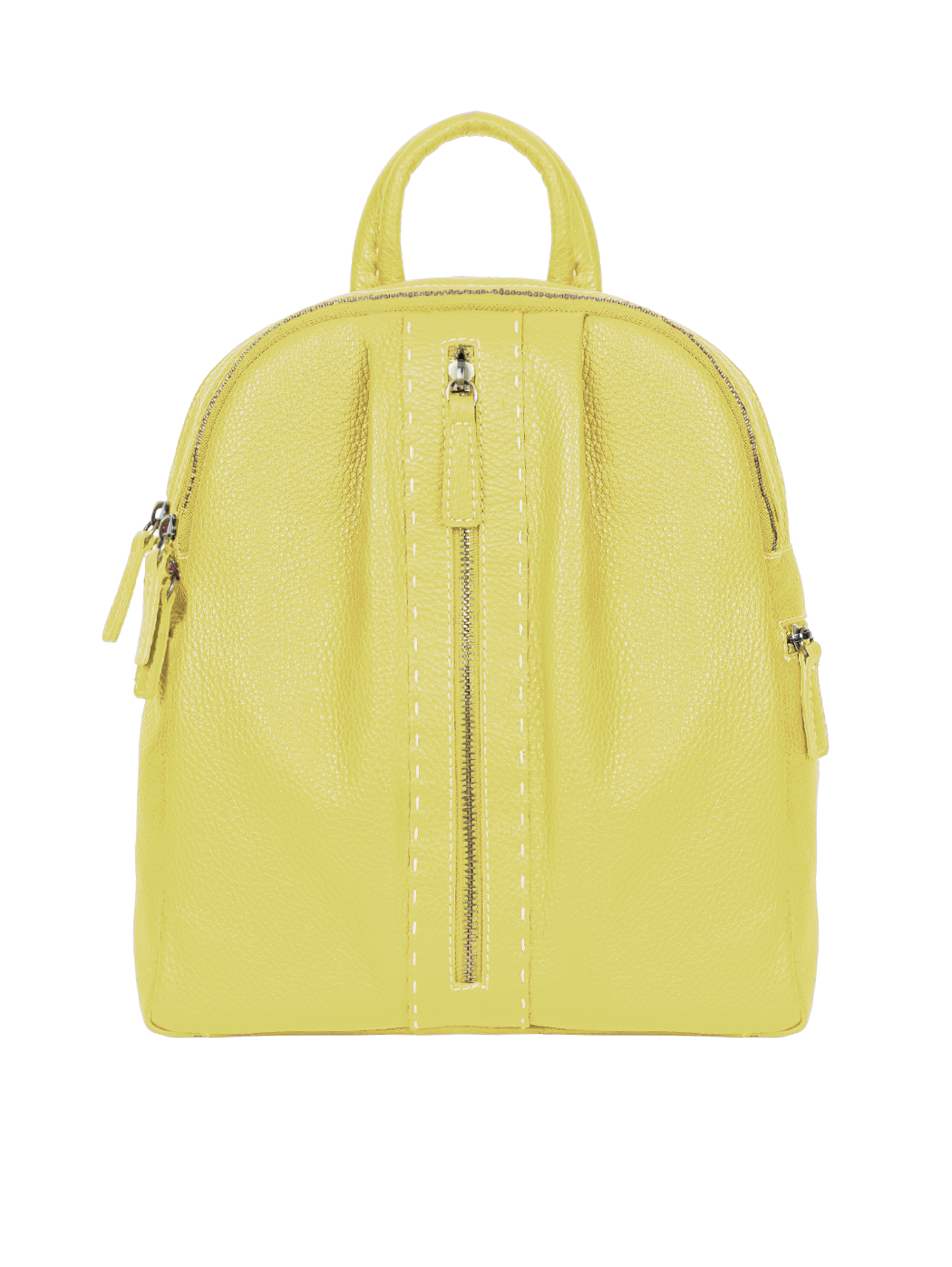 Multi-pocket Deerskin Leather Backpack Lemon Yellow