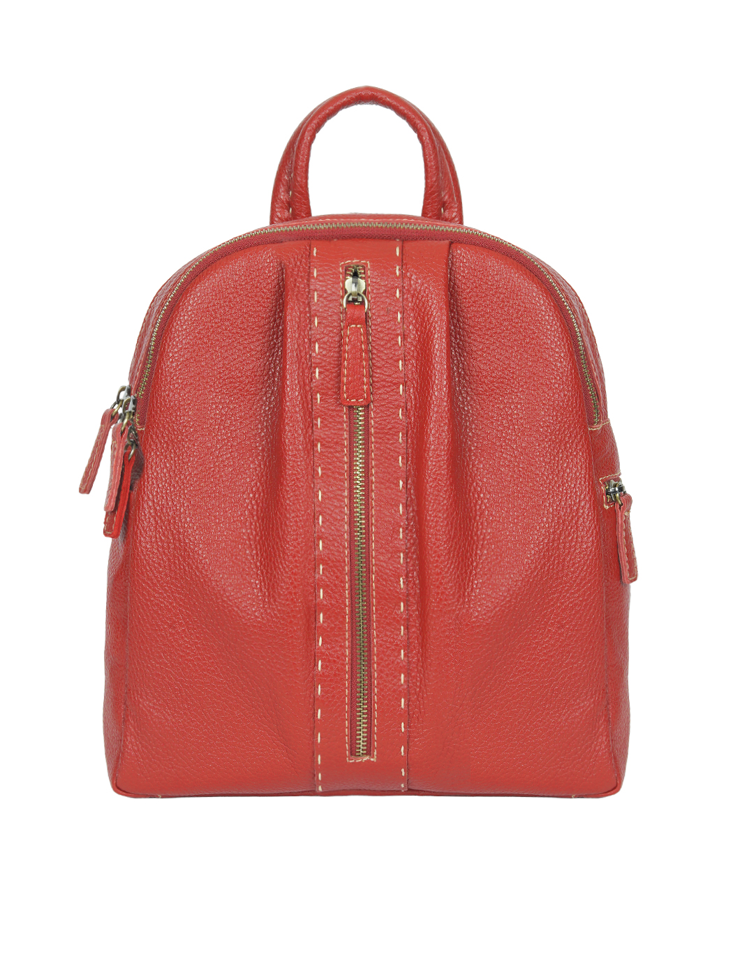 Multi-pocket Deerskin Leather Backpack Red