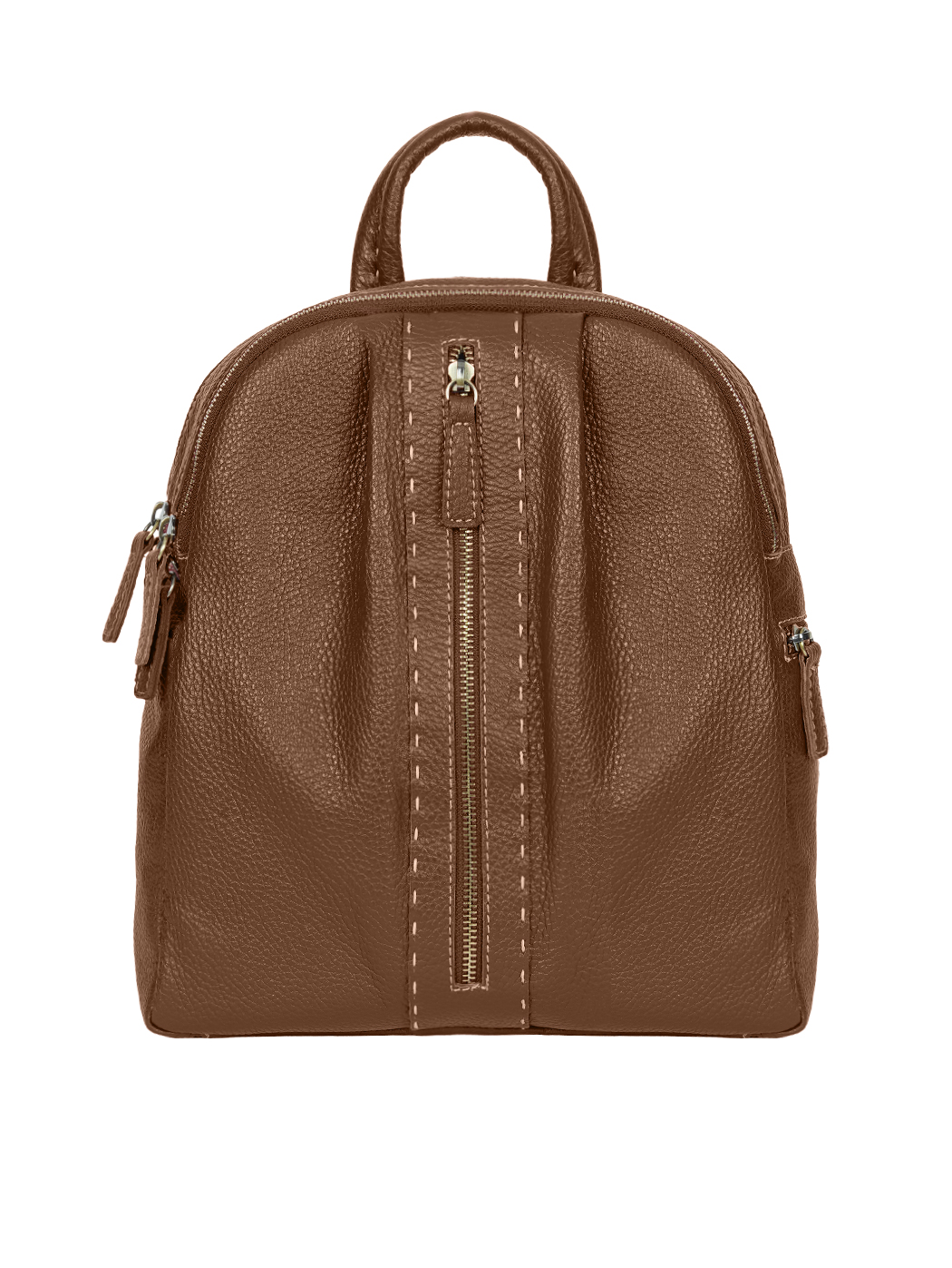 Multi-pocket Deerskin Leather Backpack Dark Brown