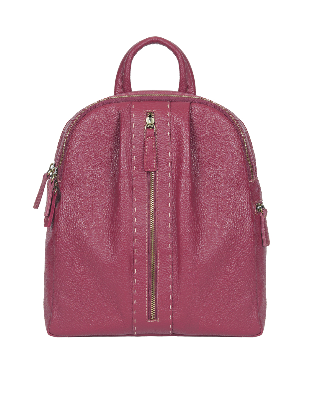 Multi-pocket Deerskin Leather Backpack Wine Red