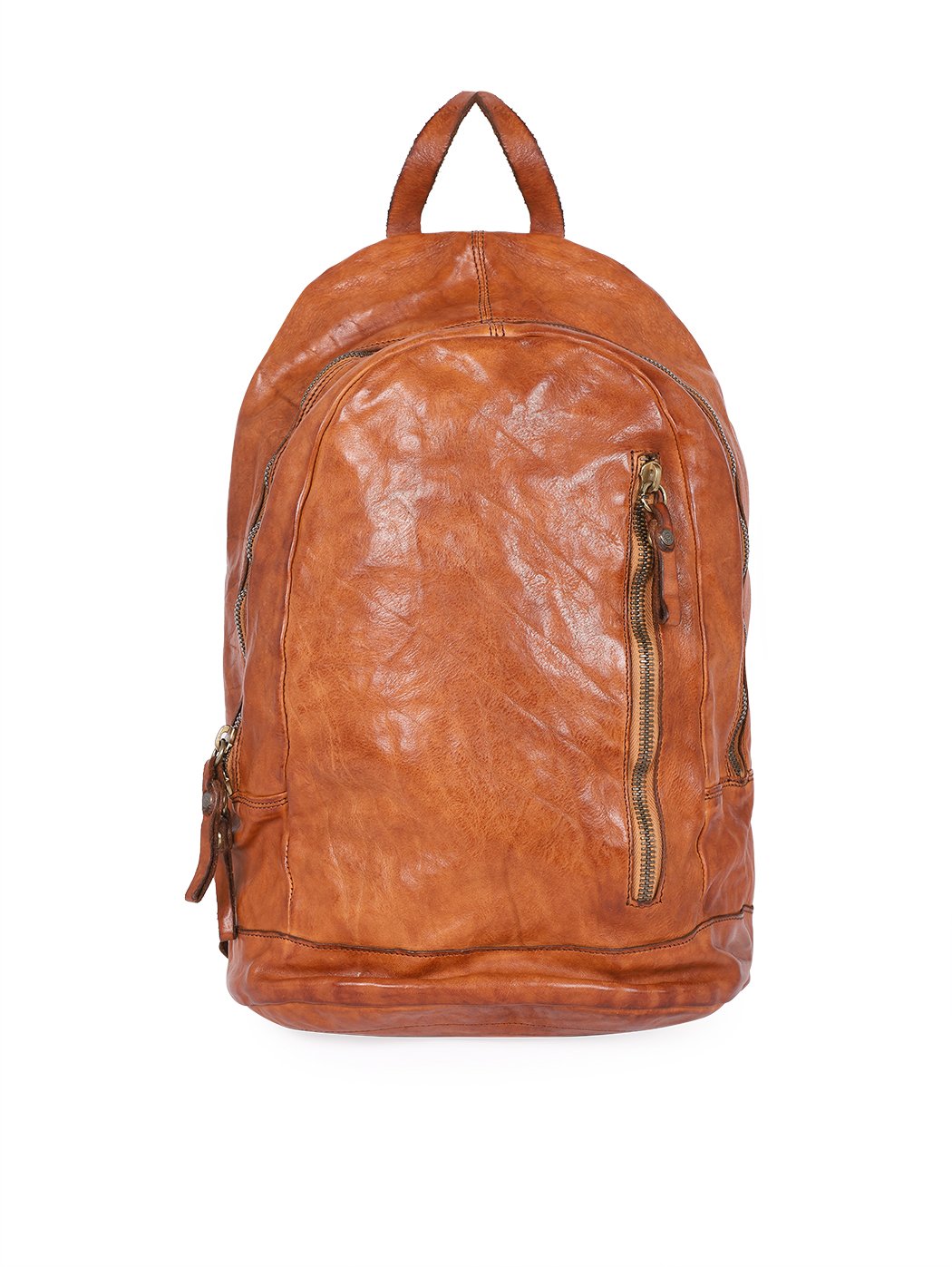 Backpack with Zip Cognac