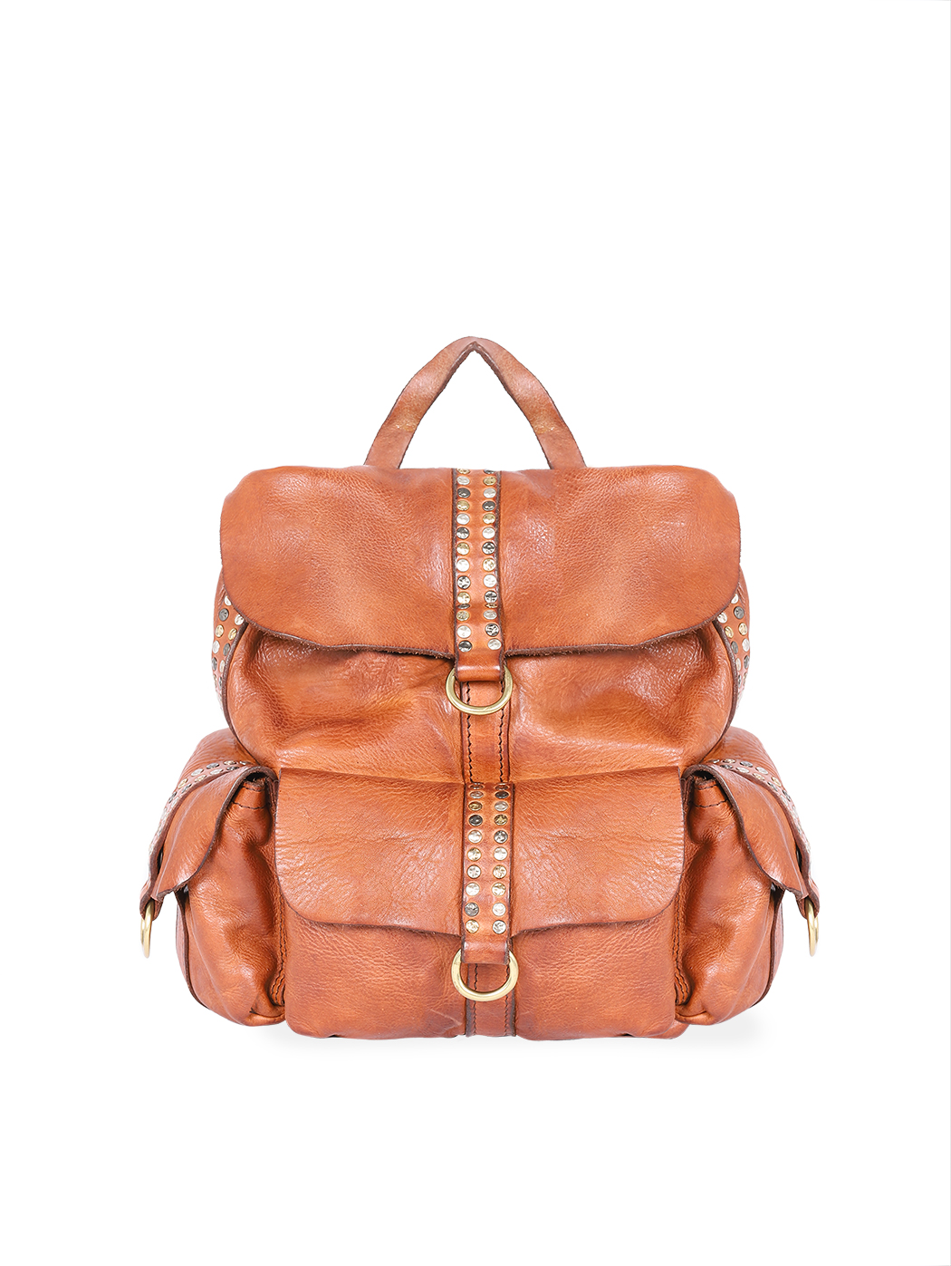 Компактный рюкзачок с карманами коричневого цвета