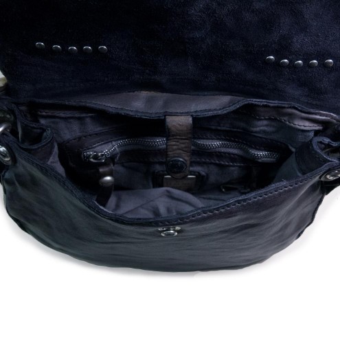Garment dyed Leather Lotus Saddle Bag Cognac