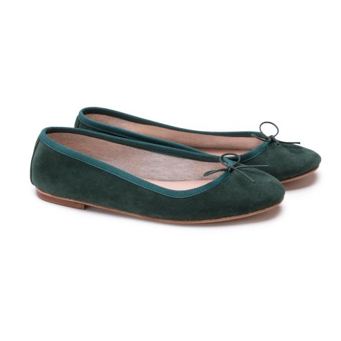 Ballet Flats Handmade - Dark Green Suede 