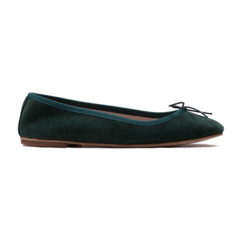 Ballet Flats Handmade - Dark Green Suede 
