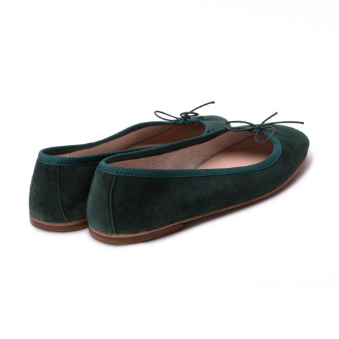 Ballet Flats Handmade - Dark Green Suede 