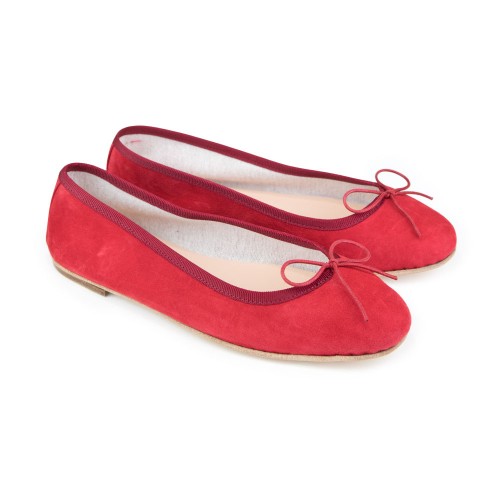 Ballet Flats Handmade - Red Suede 
