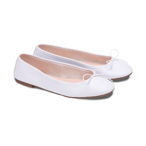 Ballet Flats Handmade - White Nappa