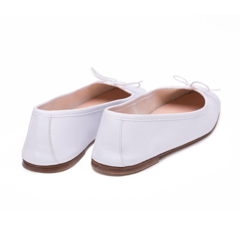 Ballet Flats Handmade - White Nappa