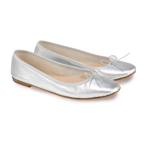 Ballet Flats Handmade - Silver Nappa