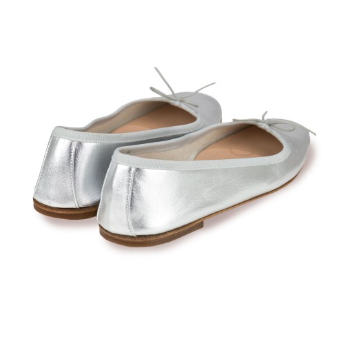Ballet Flats Handmade - Silver Nappa