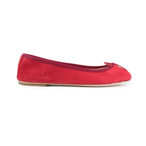 Ballet Flats Handmade - Red Suede 