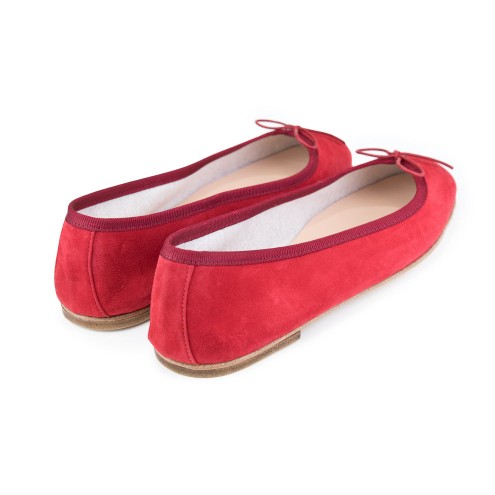Ballet Flats Handmade - Red Suede 