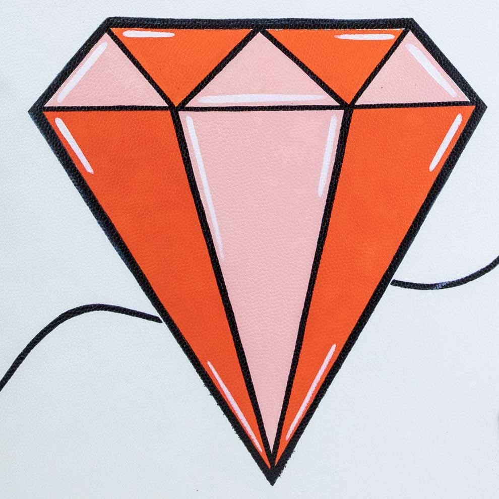 手描きの革製バッグ-Doodle-ローズカラーダイアモンド 