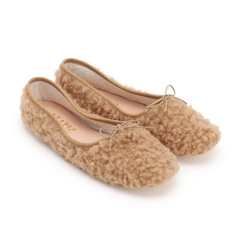 Ballet Flats High Vamp Slipper - Hazelnut Eco-fur