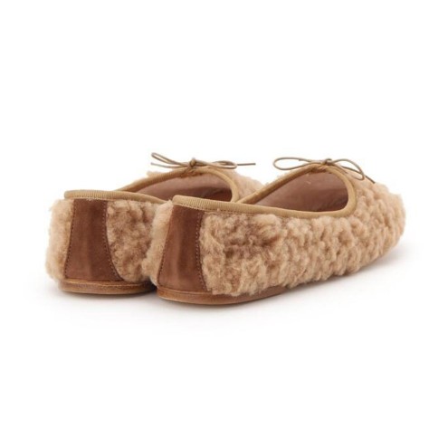 Ballet Flats High Vamp Slipper - Hazelnut Eco-fur