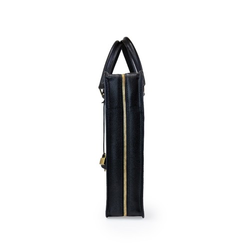Top Handle Saffiano-type Leather Briefcase Camel