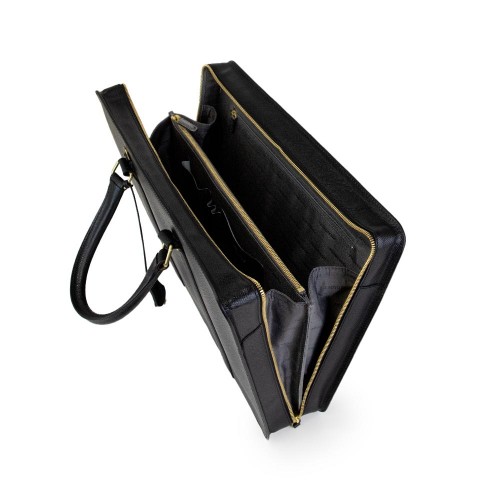 Top Handle Saffiano-type Leather Briefcase Camel