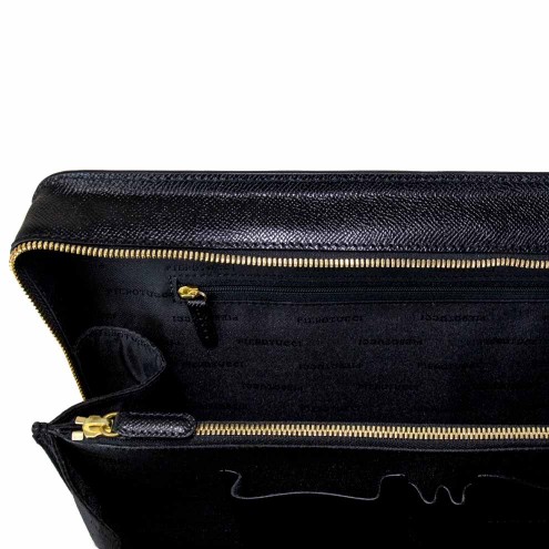 Top Handle Saffiano-type Leather Briefcase Camel