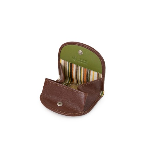 Leather Coin Holder Woven "intrecciato" Black