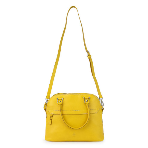 Dome Top Handle Leather Bag Saffron