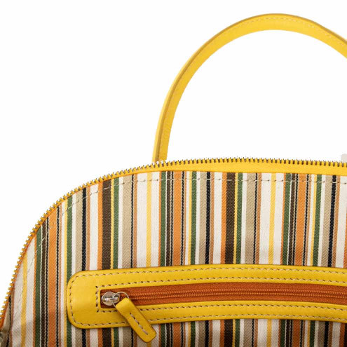 Dome Top Handle Leather Bag Saffron