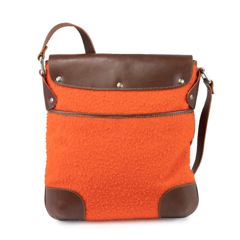 Messenger style bag in pelle e tessuto casentinese