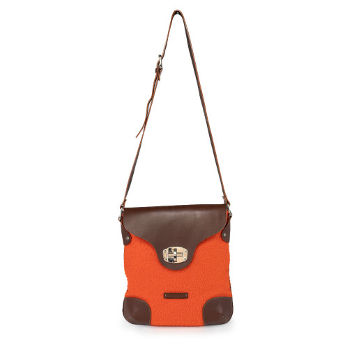 Messenger style bag in pelle e tessuto casentinese