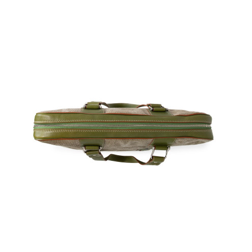 Laptop Leather and Canvas Briefcase Olive green