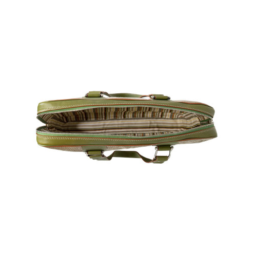 Laptop Leather and Canvas Briefcase Olive green