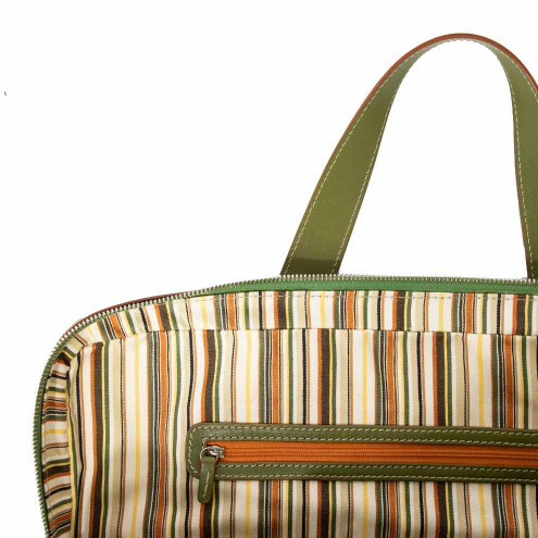 Laptop Leather and Canvas Briefcase Olive green