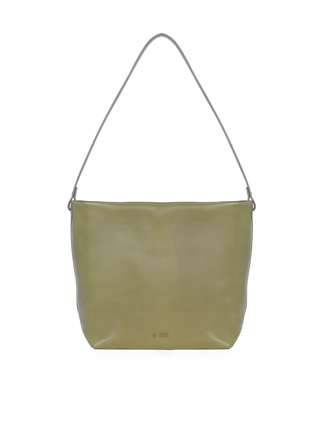 Medium Structured Leather Shoulder Tote Olive 