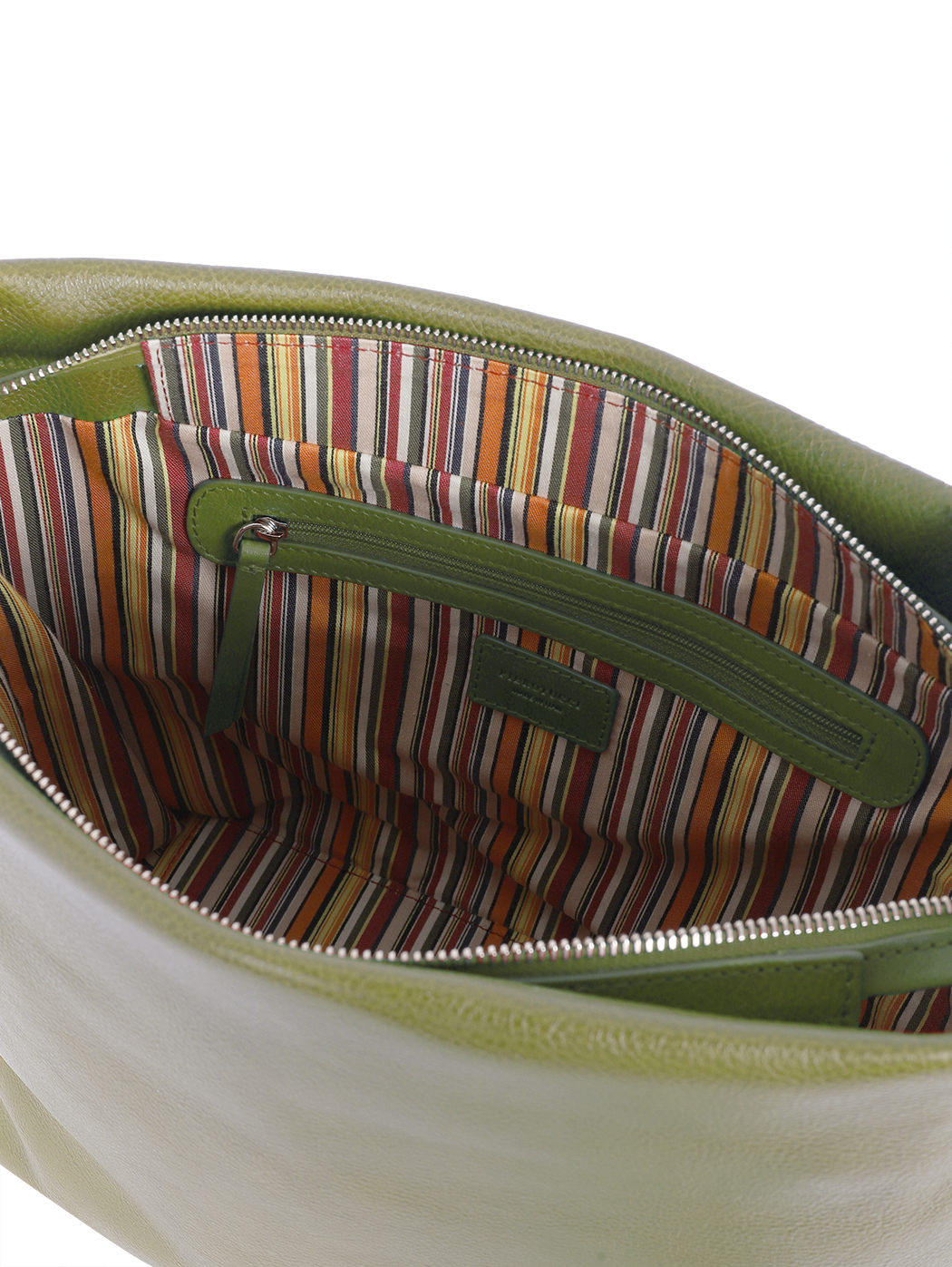 Medium Structured Leather Shoulder Tote Olive 