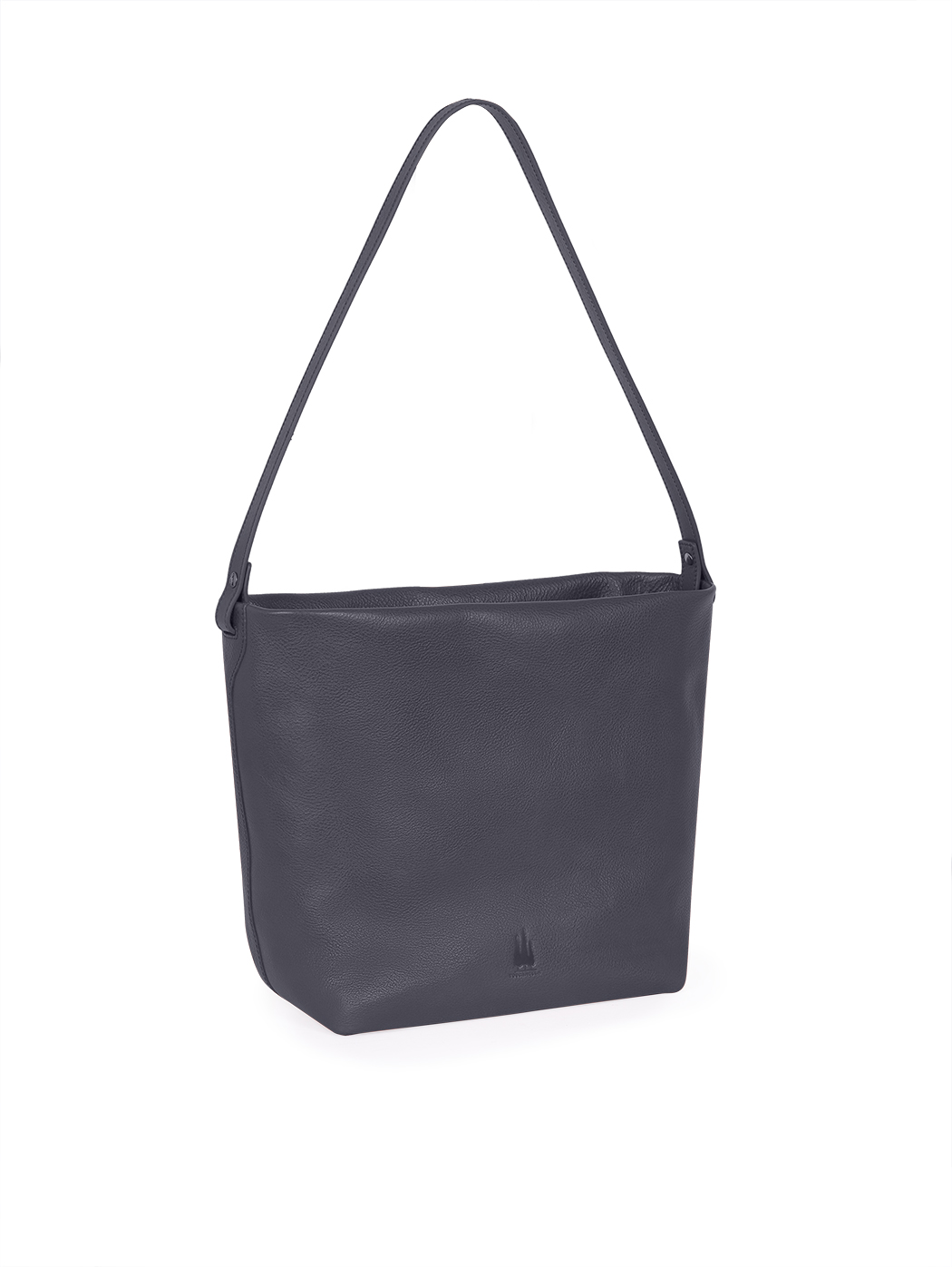 Medium Structured Leather Shoulder Tote Blue