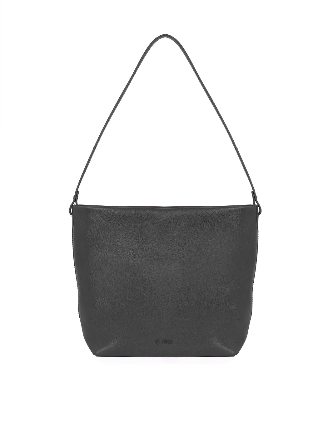 Medium Structured Leather Shoulder Tote Black