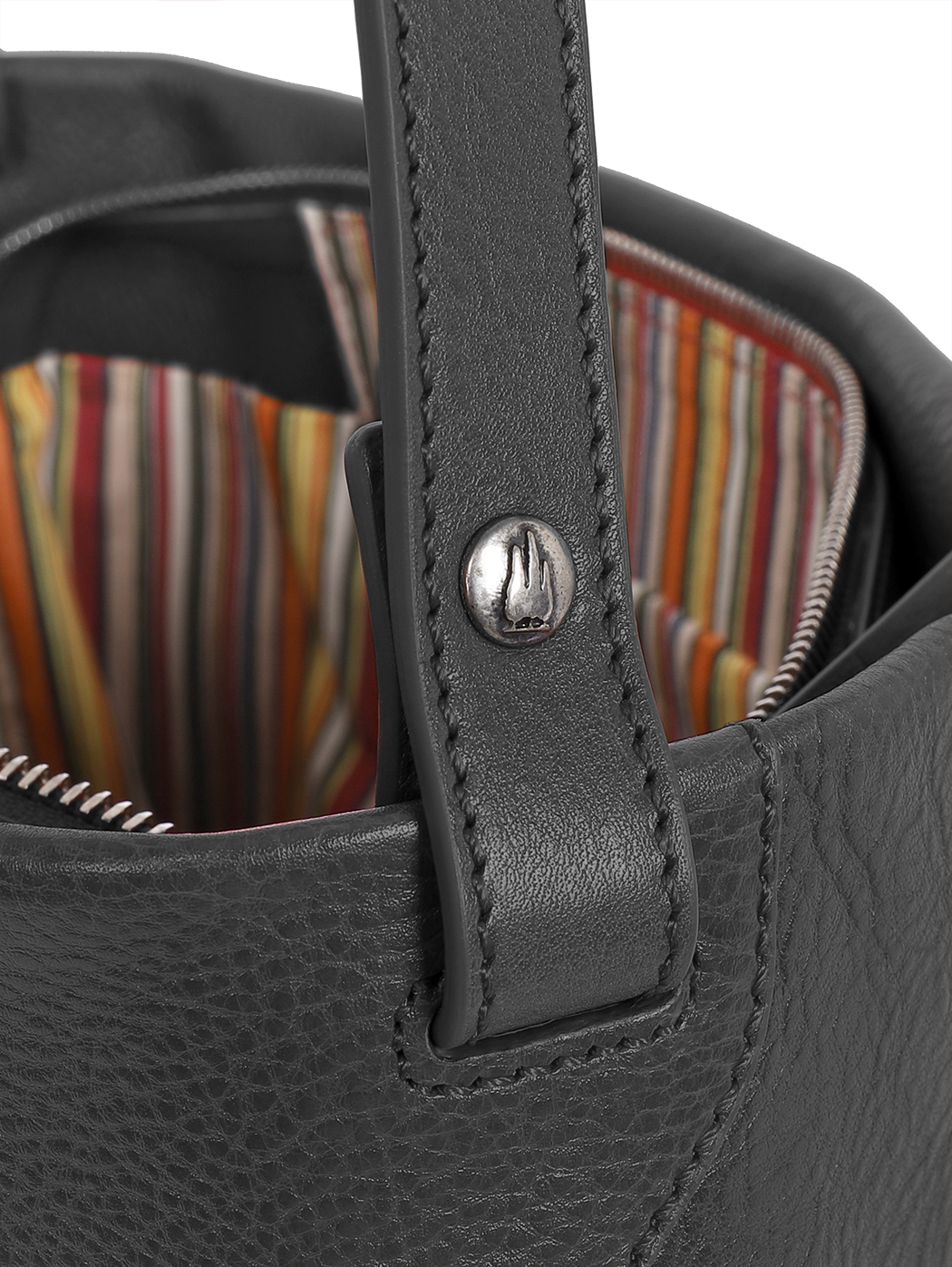 Medium Structured Leather Shoulder Tote Black