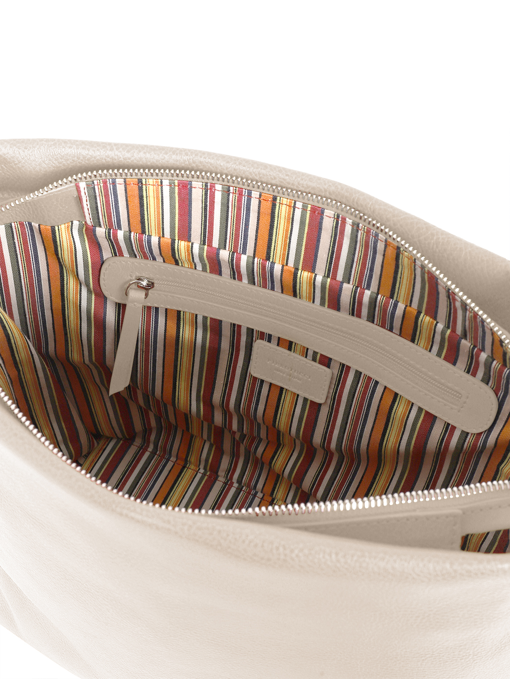 미디엄 스트럭처드 레더 숄더 토트 아이보리