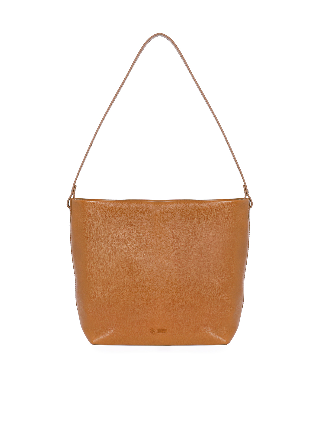 Medium Structured Leather Shoulder Tote Tobacco