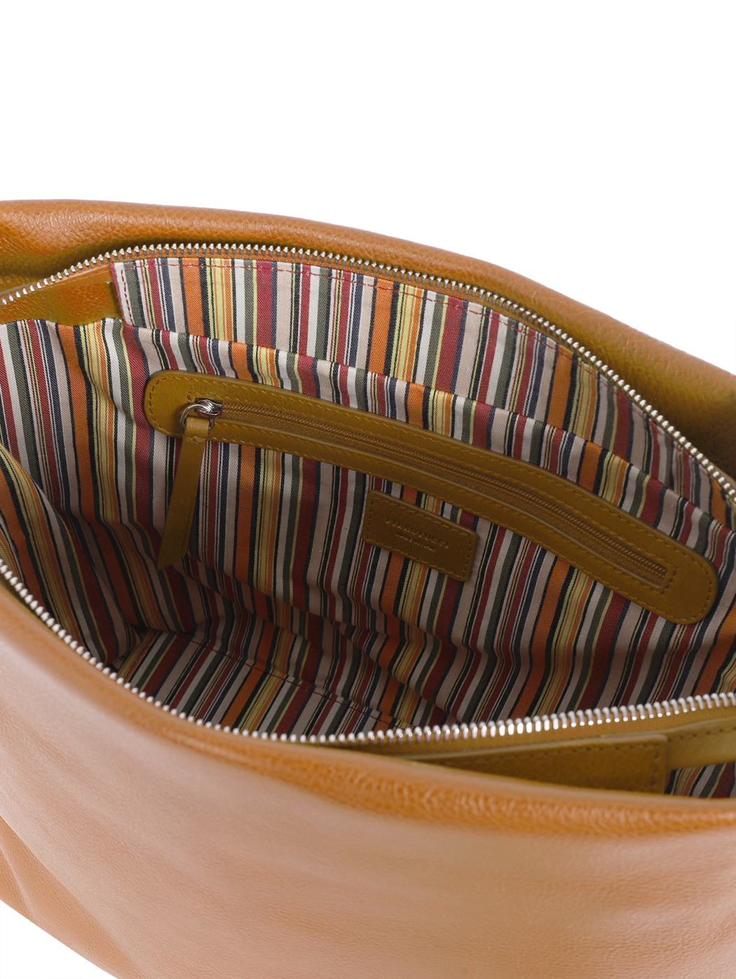 Medium Structured Leather Shoulder Tote Tobacco