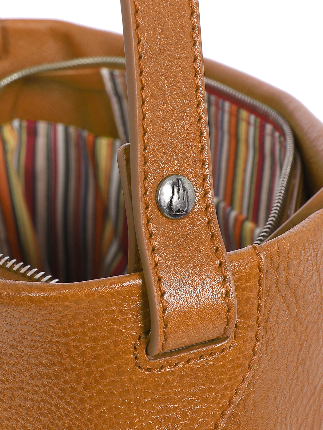 Medium Structured Leather Shoulder Tote Tobacco