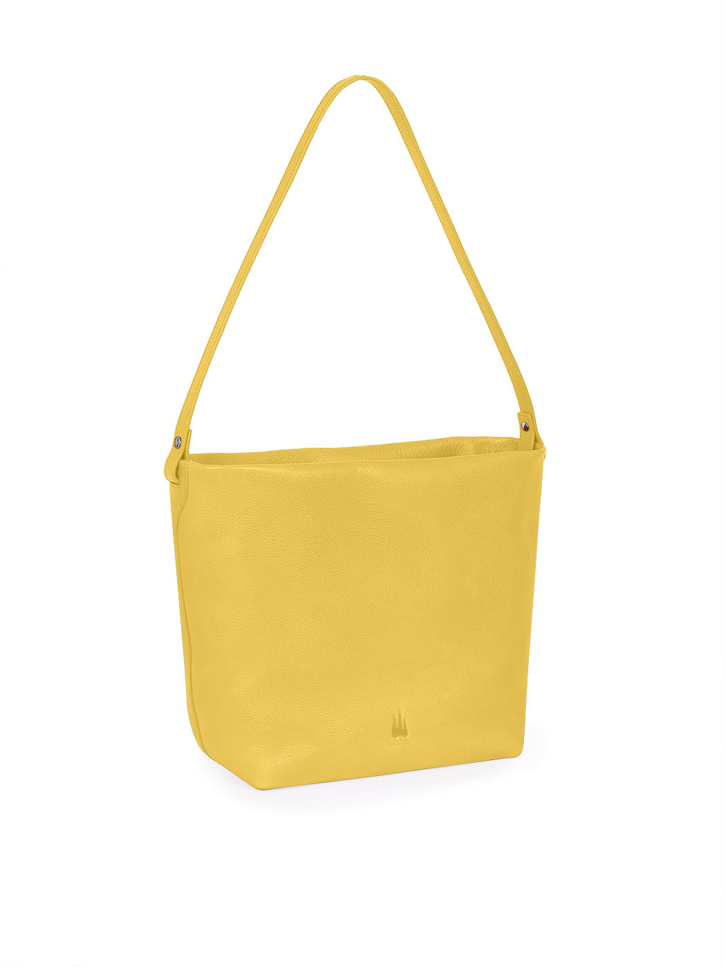 Medium Structured Leather Shoulder Tote Saffron