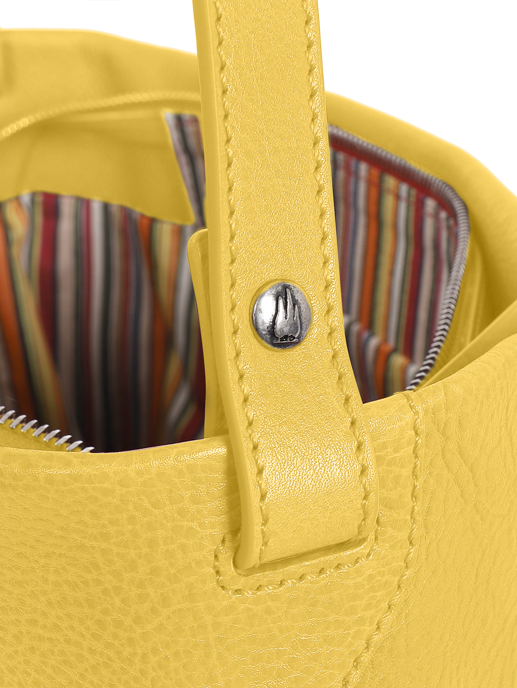 Medium Structured Leather Shoulder Tote Saffron