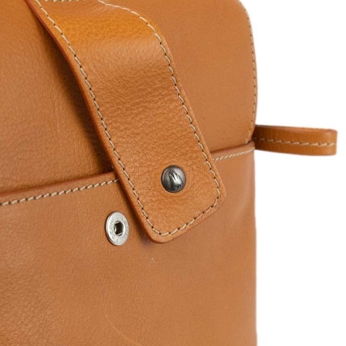 Flap with Buckle Leather Messenger Bag Tobacco
